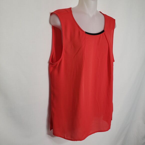 Laundry Shelli Segal Womens Blouse Sz XL Sleeveless Keyhole Back Tank Poinsettia - Picture 6 of 9